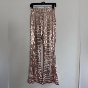 Gold Sequin Palazzo Pants